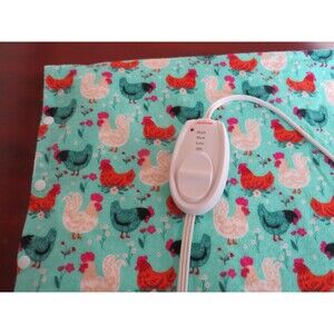 Heating Pad Cover, 12 x 15, Soft Flannel With Chickens, 3 Snap Closure